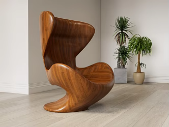 Solid Wood Single Sofa 3d model