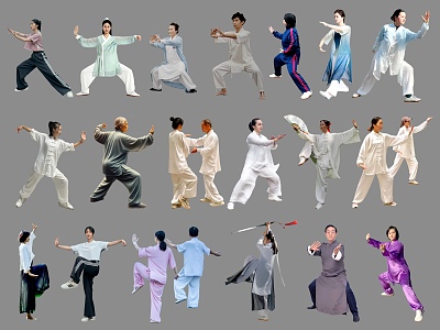 2D Tai Chi Characters Morning Exercises for the Elderly model