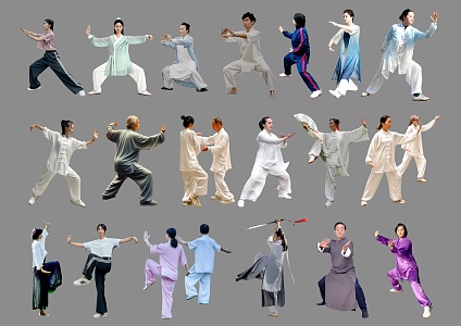 2D Tai Chi Characters Morning Exercises for the Elderly 3d model