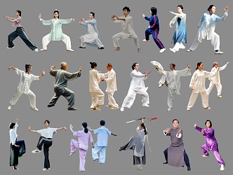 2D Tai Chi Characters Morning Exercises for the Elderly 3d model