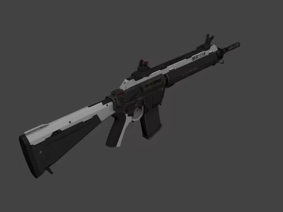 Modern Tactical Rifle With Black And White Design Long Barrel And Tactical Stock 3d model