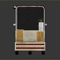 Red and White Mobile Food Cart with Awning Wooden Shelves and Counter