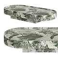 Green And White Marble Tray With Small Pedestals For Decorative Design