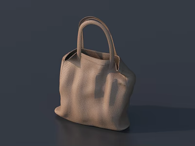Brown Textured Handbag With Simple Design And Comfortable Handle Stylish Fashion Accessory 3d model