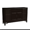 Dark Brown Chinese Style Wine Cabinet With Golden Handles Wine Grid And Open Shelves