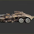 Rusty Armored Vehicle With Worn Tires Stacked Scrap Parts And Post Apocalyptic Design