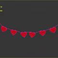 Red Heart Shaped Decorative Hanging Ornament on String with Reflection Against Gray Background