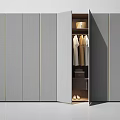 Modern Wardrobe Designs in Various Colors Featuring Open Door Hanging Clothes and Interior Lighting
