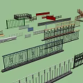 Various Metal and Wooden Railings with Different Decorative Designs for Stairs and Balconies