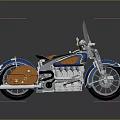 Vintage Blue Motorcycle Featuring Orange Seat Saddlebag Chrome Details And Transparent Windshield