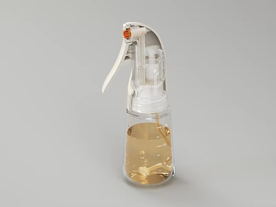 Transparent Condiment Spray Bottle With Yellow Liquid And Sleek Design For Kitchen Use 3d model