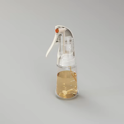 Transparent Condiment Spray Bottle With Yellow Liquid And Sleek Design For Kitchen Use 3d model