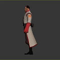 Stylish Game Character With White Coat Red Cuffs And Brown Pants Standing Pose
