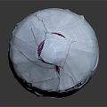 Modern White Circular Bean Bag Chair With Red Stitching And Soft Fabric Design