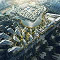 Aerial Planning Of Modern Urban District With Buildings And Water Bodies