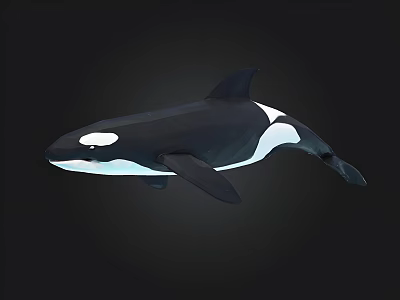 Low Poly Style Orca Side View Illustration With Black And White Color On Black Background 3d model