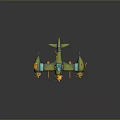 Vibrant Green Cartoon Airplane 3D Model With Multi Engines And Propellers