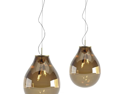 Modern Amber Glass Pendant Lights With Metallic Base For Interior Decor 3d model