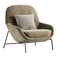 Modern Soft Upholstered Leisure Chair With Metal Legs Matching Pillow And Various Optional Neutral Colors
