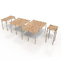 Simple Thatched Roof Huts With Wooden Supports And Open Structure Design