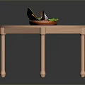 Grilled Fish Platter with Fresh Vegetables Served on Round Wooden Table 3d model