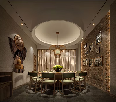 New Chinese-style private dining box 3d model