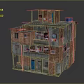 Multi Story Red Brick Residential Building With Balconies And Hanging Clothes