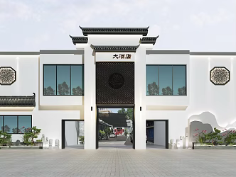 New Chinese style door head 3d model