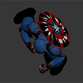 Captain America Action Figure In Blue Uniform With Red White Star And Fighting Stance