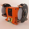 Industrial Bench Grinder With Double Grinding Wheels And Transparent Guards Orange Base And Safety Switch