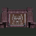 Ancient Egyptian Entrance Gate With Intricate Carved Panels And Stone Pillars