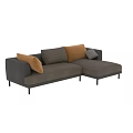 L Shaped Sectional Sofa With Yellow And Gray Pillows Modern Design 3d model