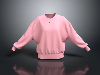 Pink Oversized Long Sleeve Sweatshirt With Nike Logo And Comfortable Fit 3d model