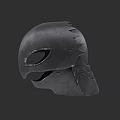 Black Metallic Tactical Combat Helmet With Edged Design And Eye Slot