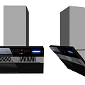 Modern Kitchen Range Hoods With Stainless Steel Body Black Panel And LED Lights