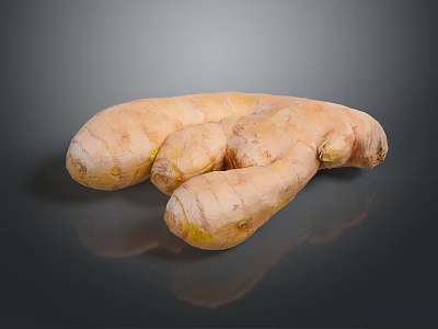 Fresh Organic Ginger Root With Natural Texture On Dark Background Surface 3d model