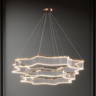 Modern Double Layer Chandelier Light Luxury Chandelier Glass Chandelier Ring Chandelier Art Chandelier 3d model