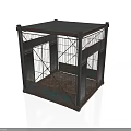Rusted Metal Cage With Square Frame And Grid Structure Rusty Surface And Weathered Finish