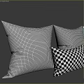 Assorted Decorative Throw Pillows Featuring Geometric Stripe And Check Patterns In Neutral Tones