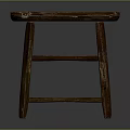 Rustic Wooden Stool With Natural Wood Texture And Four Legs Simple Design