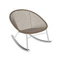 Modern Brown Rattan Rocking Chair Featuring White Frame And Comfortable Design