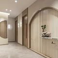Elegant Modern Beauty Hair Salon Open Space Interior With Styling Stations And Equipment