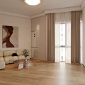 Light Warm Modern Living Dining Space With Custom Display Cabinets And Built In Kitchen Appliances