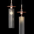 Modern Pendant Lights With Copper Base And Diamond Textured Glass Shades