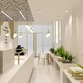 Modern Bright Milk Tea Shop Interior With Open Layout Tables Chairs And Hanging Lights