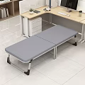 Foldable Gray Office Bed In Modern Workspace With Desk And Computer 3d model