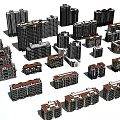 Diverse Building Models Including High Rise Low Rise Structures with White Red Roofs 3d model