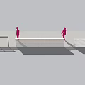 Modern Fence Design With Metal Structure And Silhouette Figures In Outdoor Area