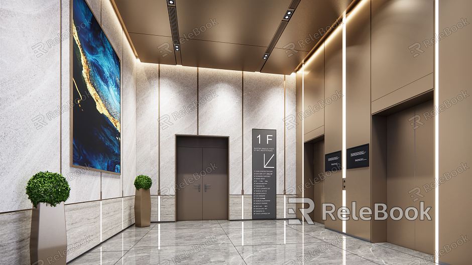 Light luxury elevator hall company elevator room model