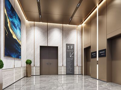 Light luxury elevator hall company elevator room model